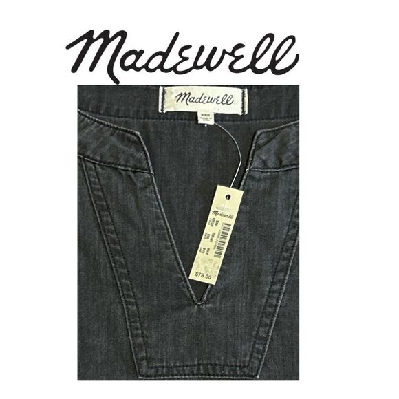 Madewell Women’s Charcoal VNeck Denim with Side Laces - Size XXS - Picture 3 of 3